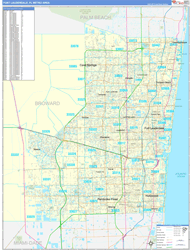 Fort Lauderdale Metro Area Wall Map Basic Style 2024
